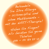 Behandeln Sie Ihre Allergie - schmerzfrei und ohne Medikamente - mit der NAET-Therapie! Haben Sie Fragen? Wir beraten Sie gerne Telefon 0911 - 23 73 92 12